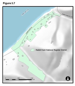 Figure 3.7 - Map showing Rabbit Hash National Register District which is largely along the Ohio River.