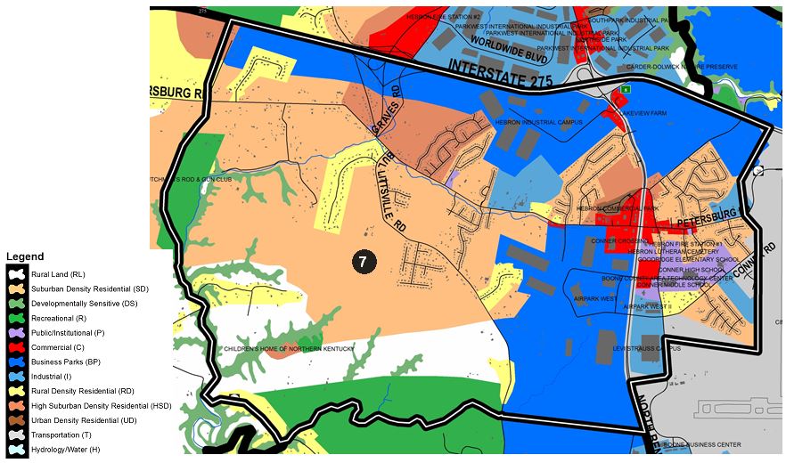 Zoomed in map of Idlewild area, with colors indicating separate land use areas